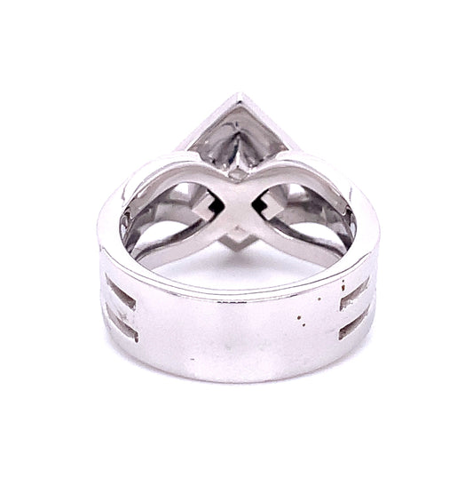 Art Deco Princess Cut Diamond Engagement Ring in 14K White Gold