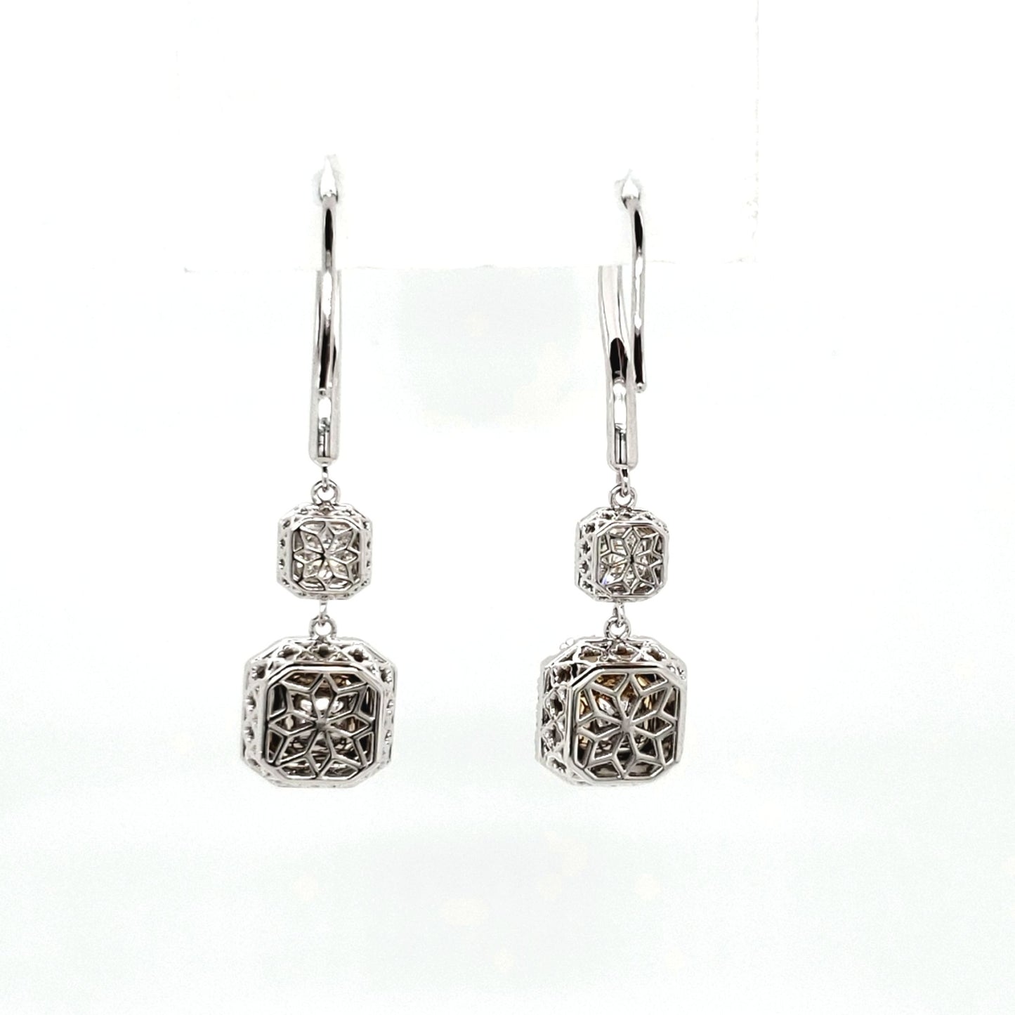 Fancy Shape Diamonds Dangle Earrings 18k