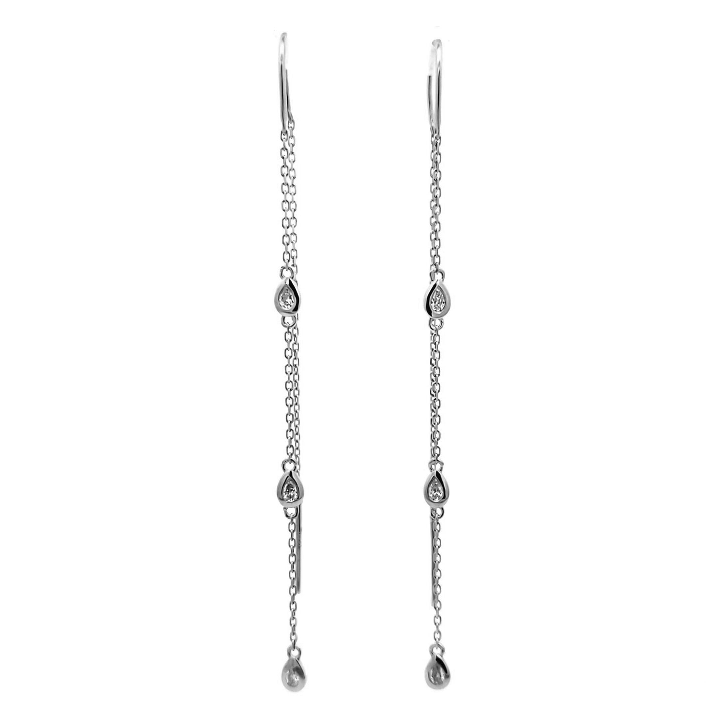 Pear Diamond Threader Earrings