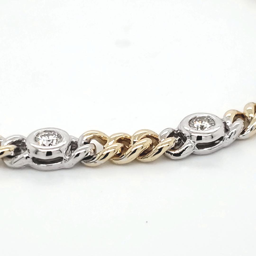 Round-cut Diamond Bezel Set Cuban Bracelet (7" Inches)