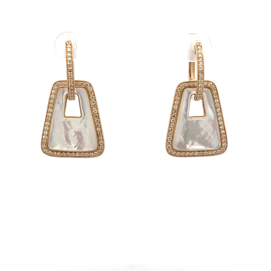 Mother of Pearl Locket Earrings - Yellow Gold