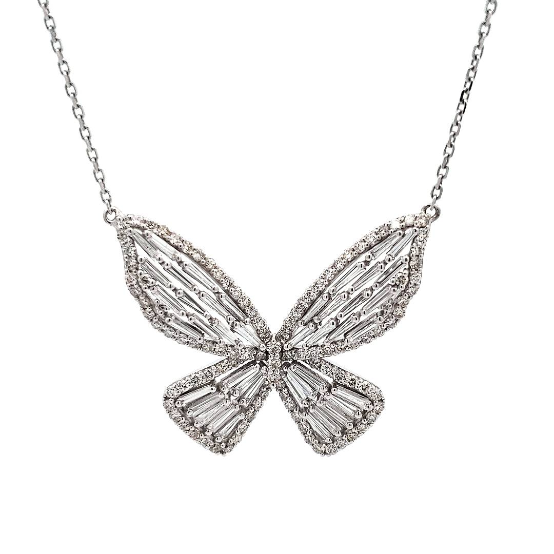 Butterfly Baguette Diamond Pendant