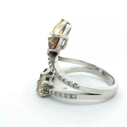 Unique Fancy Diamond Ring in 18K White Gold