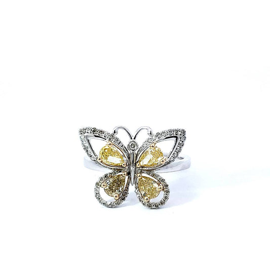 Yellow Pear Diamond Butterfly Ring