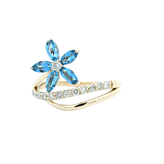 Sapphire and Diamond Flora Ring