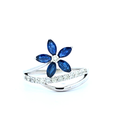 Sapphire and Diamond Flora Ring