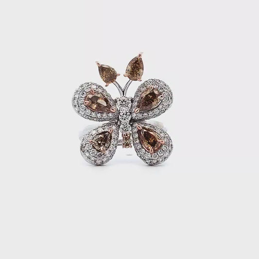 Champagne Diamond Butterfly Ring