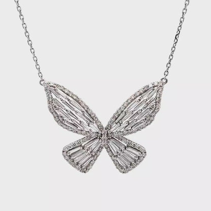 Butterfly Baguette Diamond Pendant