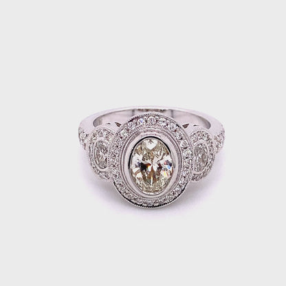 3 Stone Oval Diamond Engagement Ring