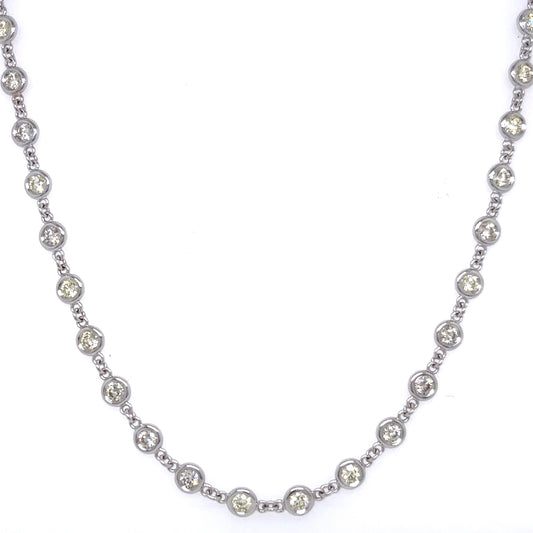 Diamond by the Yard Bezel Necklace in 14k White Gold