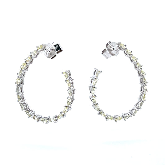 Diamond Loop Earrings in 14k White Gold
