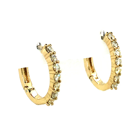 Diamond Huggie Earrings (14 round diamonds)