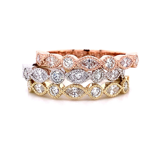 Round and Marquise Stackable Rings