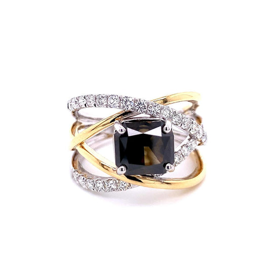 Cognac Diamond Criss-Cross Ring in 14K Two-Tone Gold