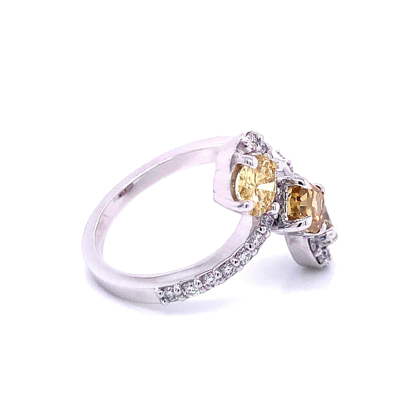 Unique Fancy Diamond Statement Ring in 18K White Gold