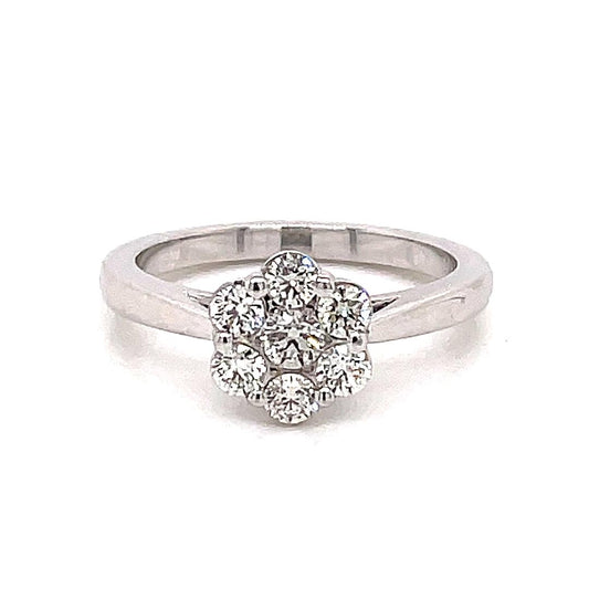 Diamond Flower Ring in 14K White, Rose, or Yellow Gold