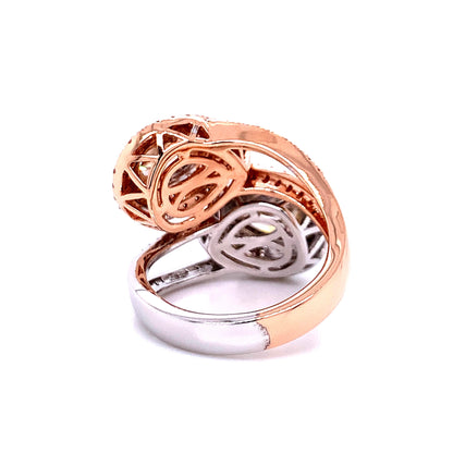 Yin-Yang Bypass Fancy Diamond Ring in 14K White and Rose Gold
