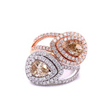 Yin-Yang Bypass Fancy Diamond Ring in 14K White and Rose Gold