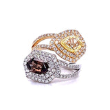 Two-Tone Fancy Diamond Bypass Ring in 14K White and Yellow Gold