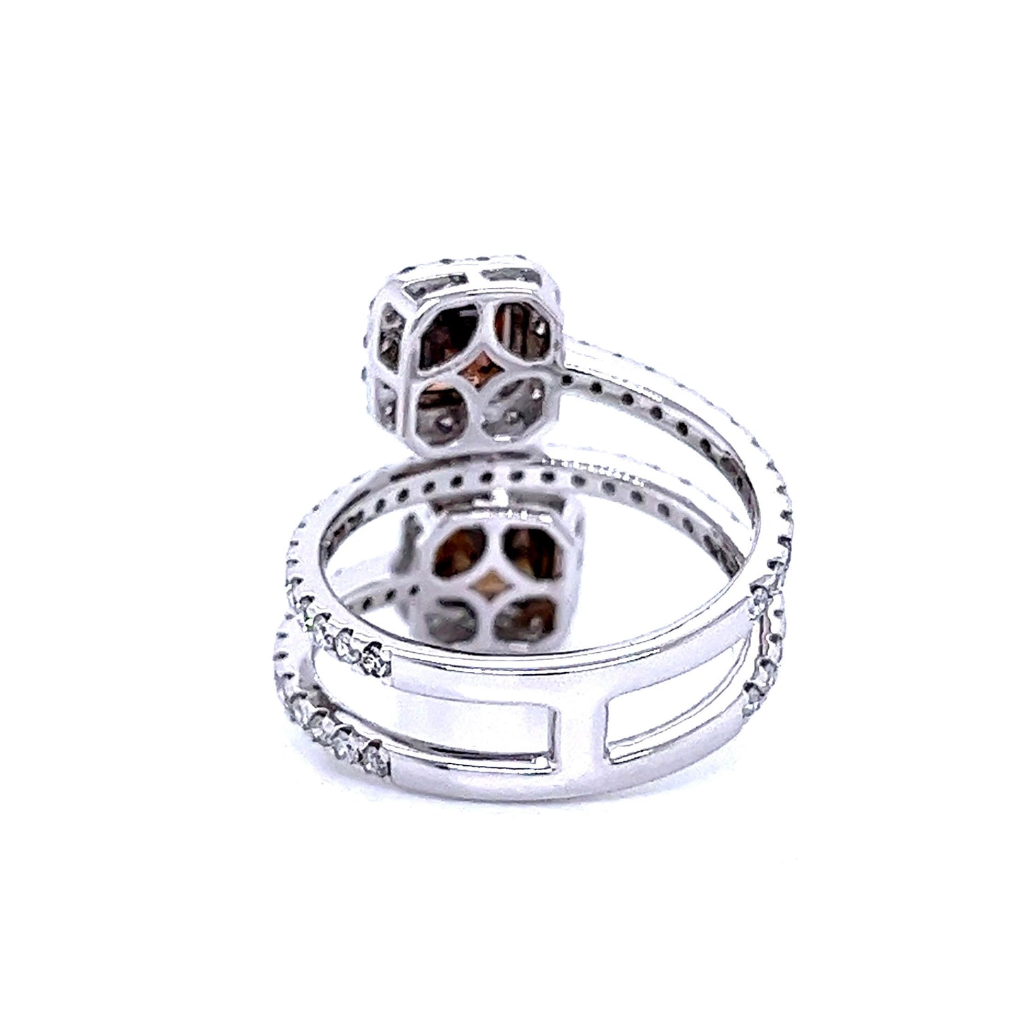 Fancy Cushion Diamond Bypass Wrap Ring in 14K White Gold