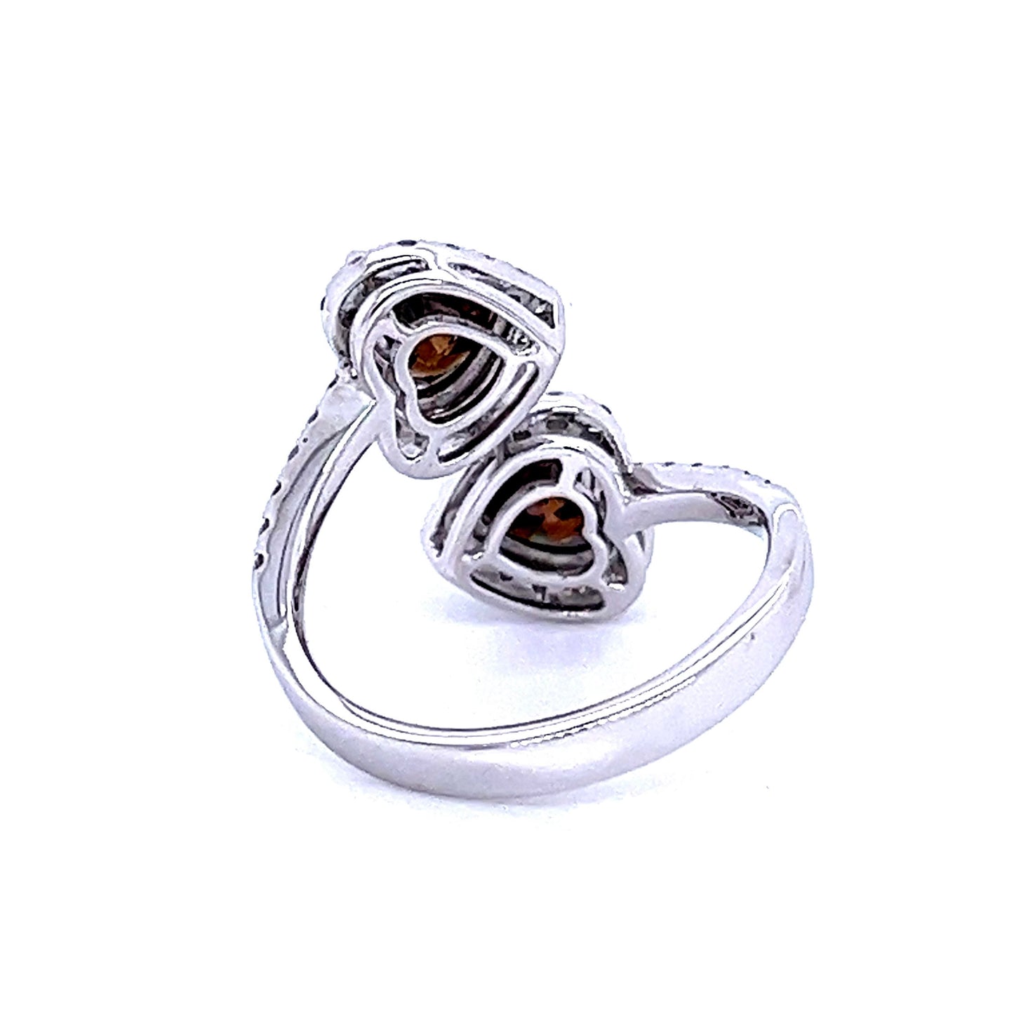 Bypass Fancy Heart Diamond Ring in 14K White Gold