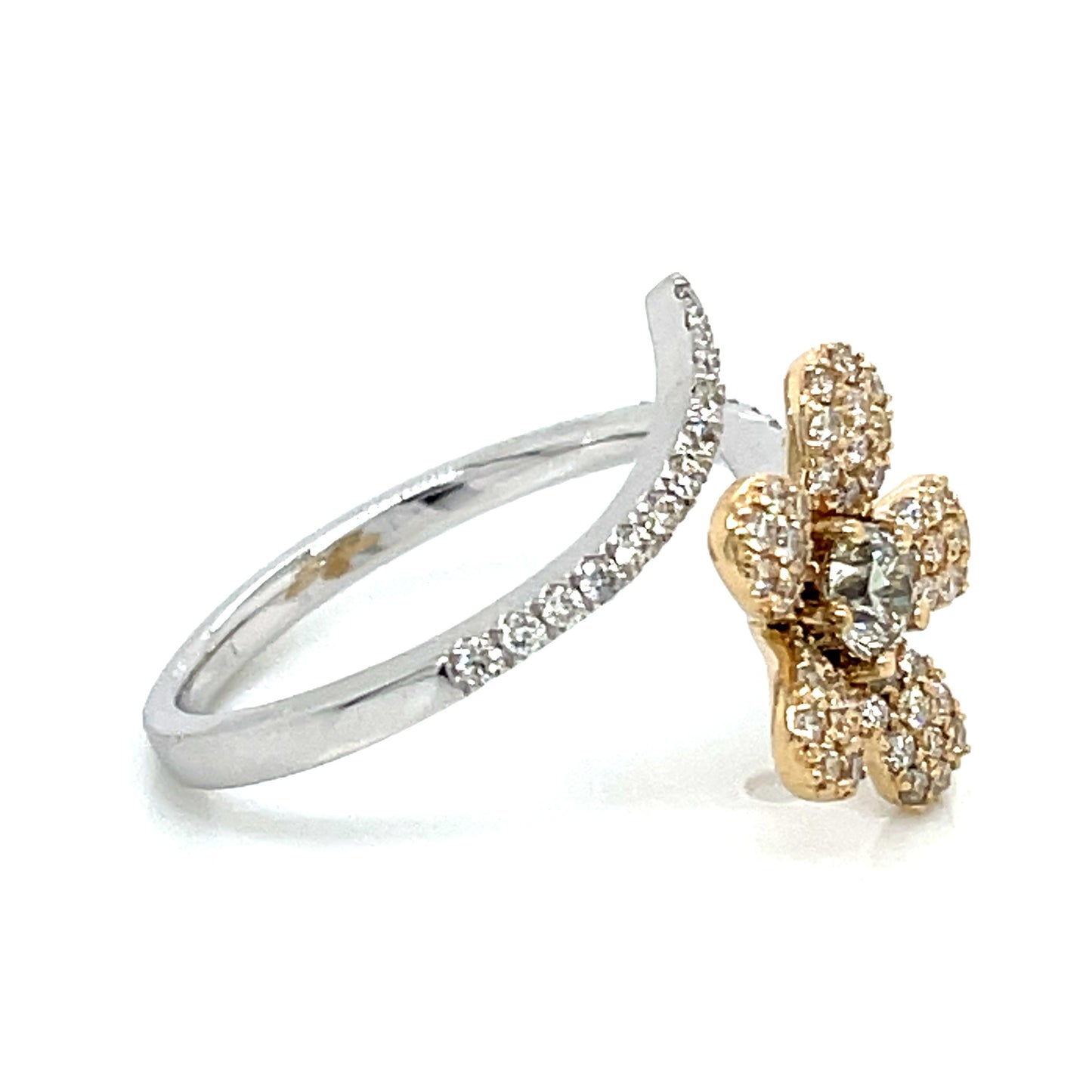 Diamond Flower Ring in 14k Yellow or White Gold