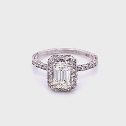 Emerald Cut Diamond Engagement Ring in 14K White Gold