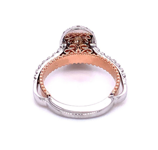 Champagne Oval Diamond Engagement Ring in 14K Two-Tone Gold