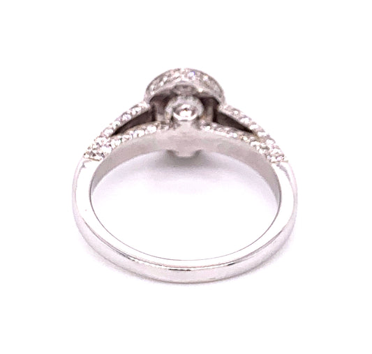 Halo Oval Diamond Engagement Ring in 18K White Gold