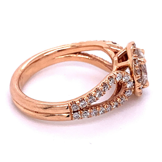 14K Rose Gold Halo Oval Diamond Engagement Ring
