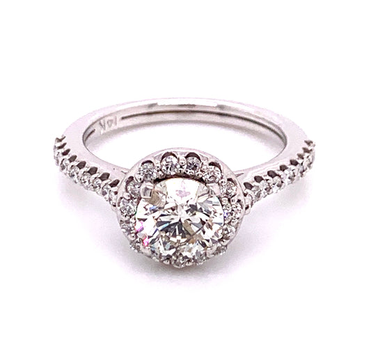 Halo Diamond Engagement Ring in 14K White Gold