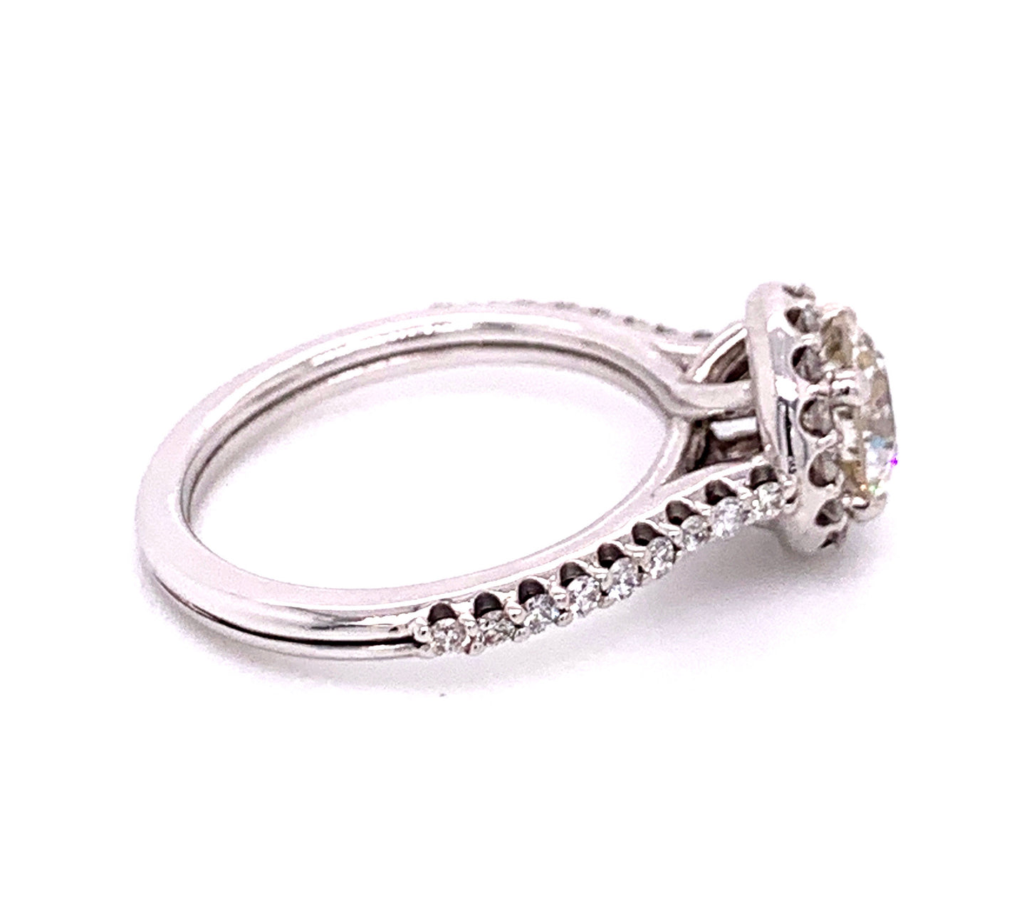 Halo Diamond Engagement Ring in 14K White Gold
