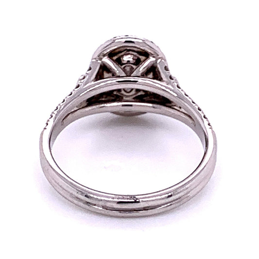 Oval Halo Diamond Engagement Ring in 18K White Gold