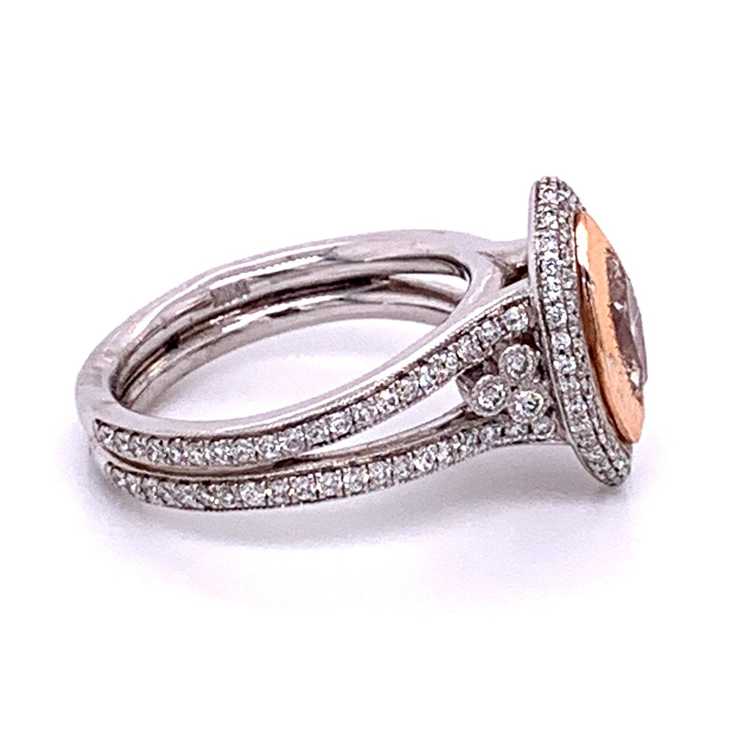 Fancy Marquise Halo Diamond Ring in 14K Two-Tone Gold