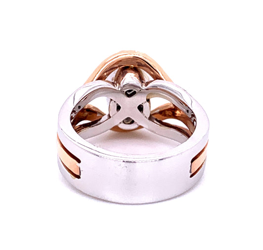 Two Tone Oval Diamond Halo Ring in 14K Gold