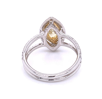 Marquise Double Halo Diamond Ring in 14K Two-Tone Gold
