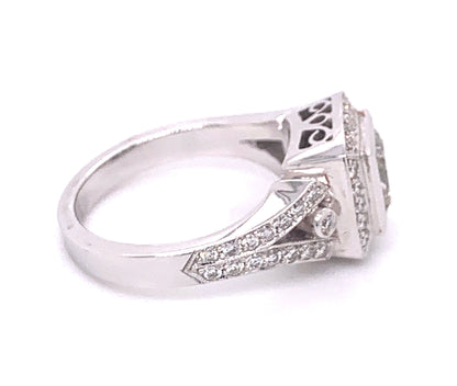 Halo Princess Cut Diamond Engagement Ring in 14K White Gold